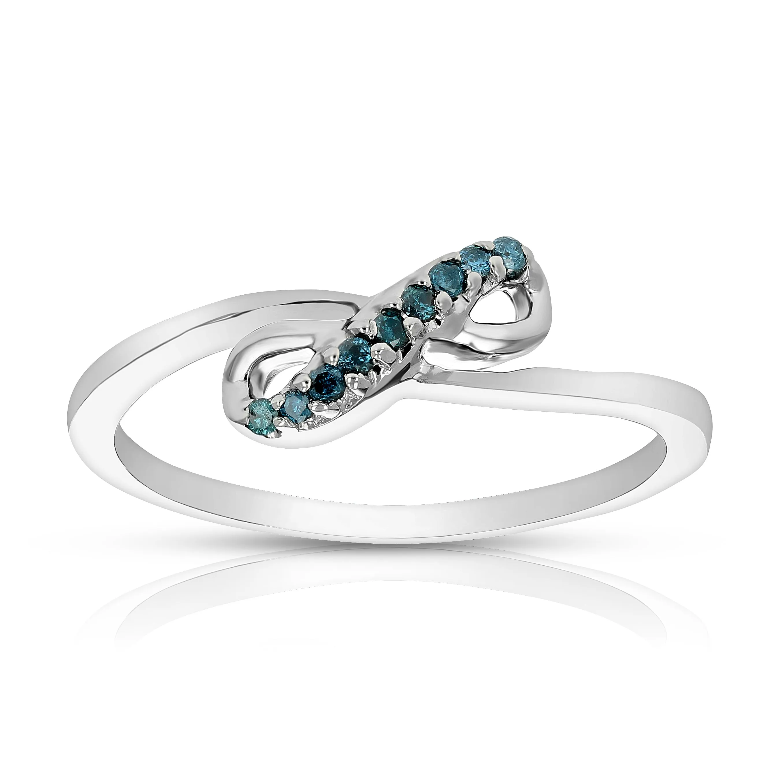 0.07 cttw Blue Diamond Ring Fashion Round 10K White Gold