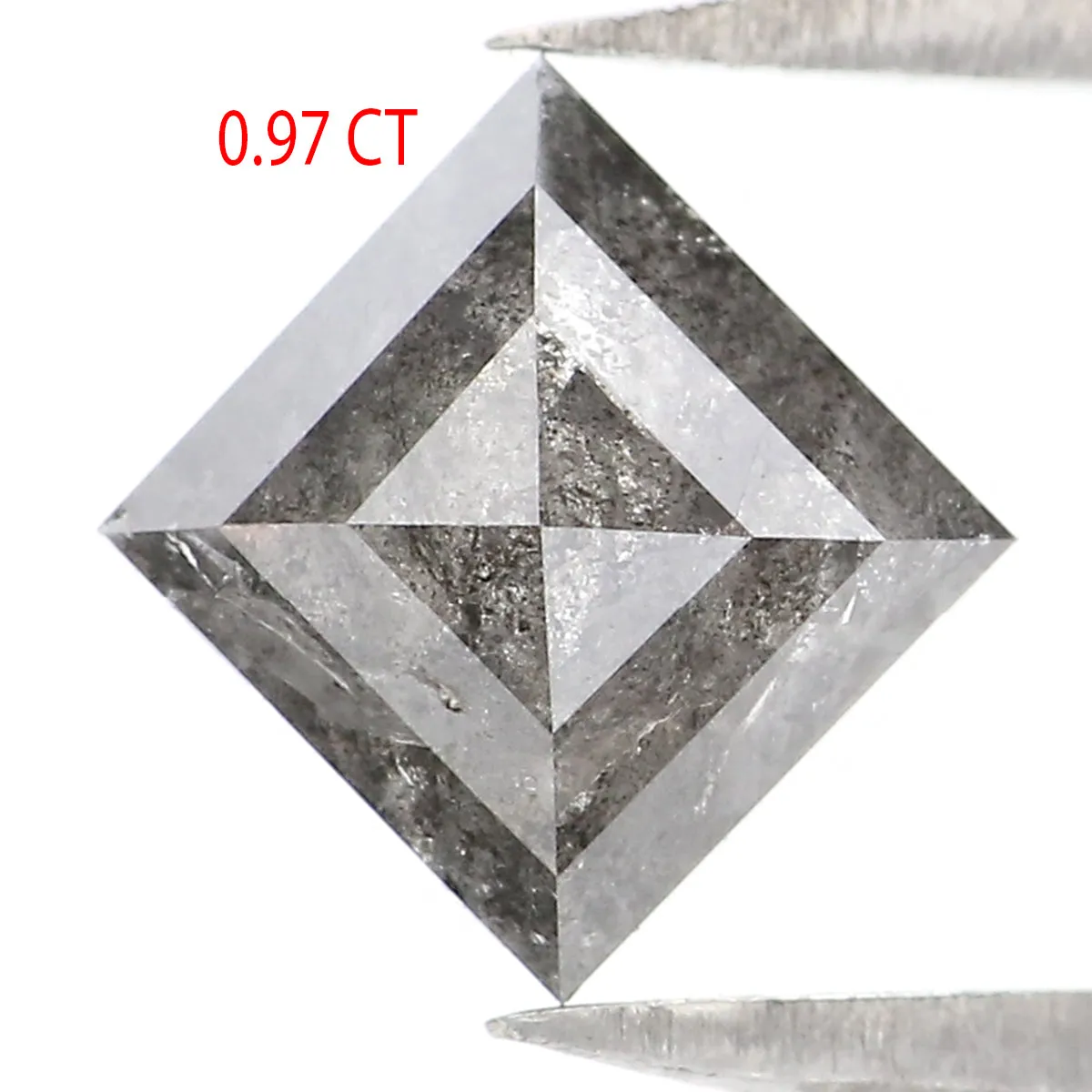 0.97 CT Natural Loose Kite Shape Diamond Salt And Pepper Kite Cut Diamond 8.10 MM Black Grey Color Kite Shape Rose Cut Diamond Q