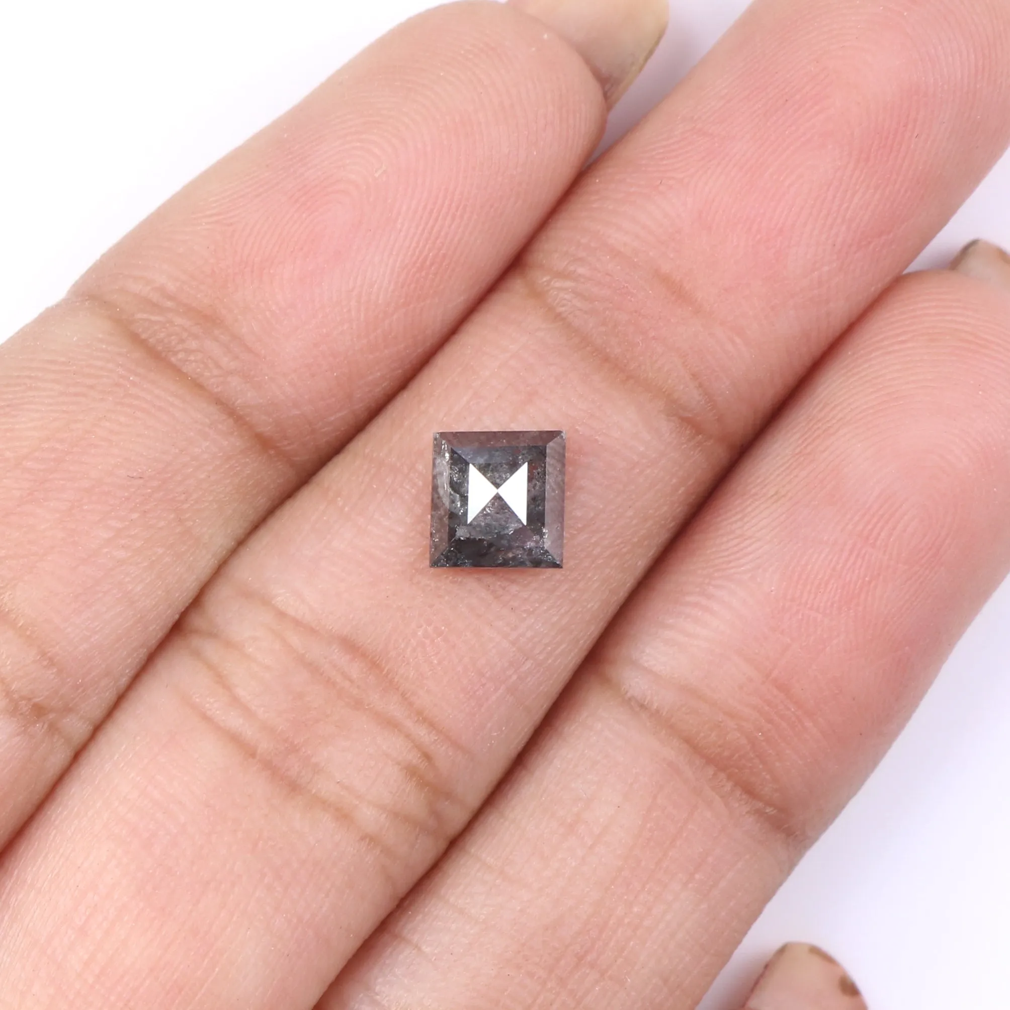 0.97 CT Natural Loose Kite Shape Diamond Salt And Pepper Kite Cut Diamond 8.10 MM Black Grey Color Kite Shape Rose Cut Diamond Q