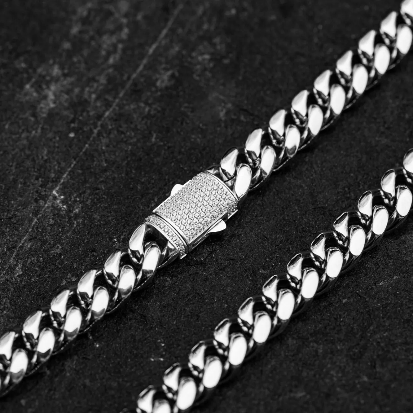 12mm WHITE gold Iced CLASP Cuban Chain