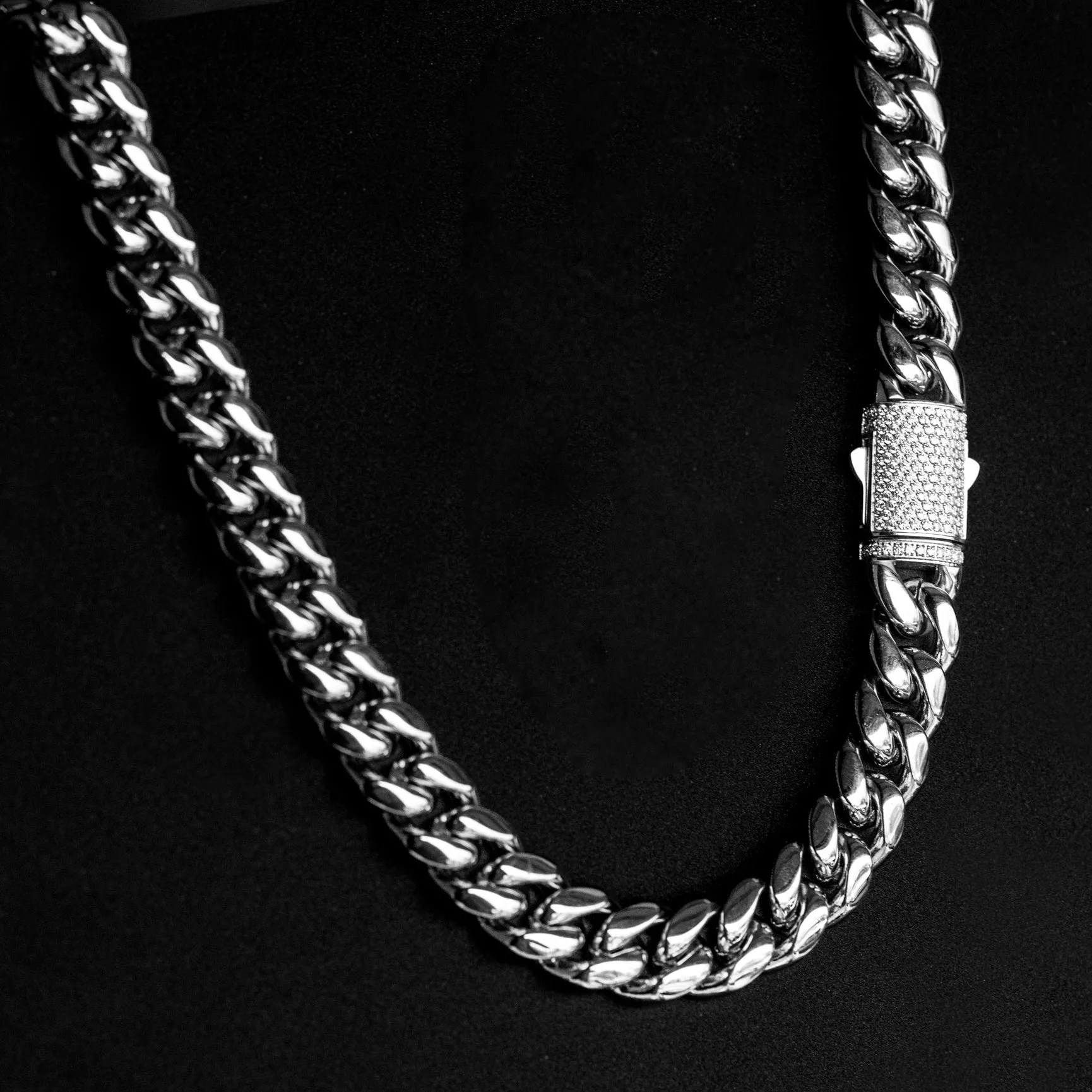 12mm WHITE gold Iced CLASP Cuban Chain