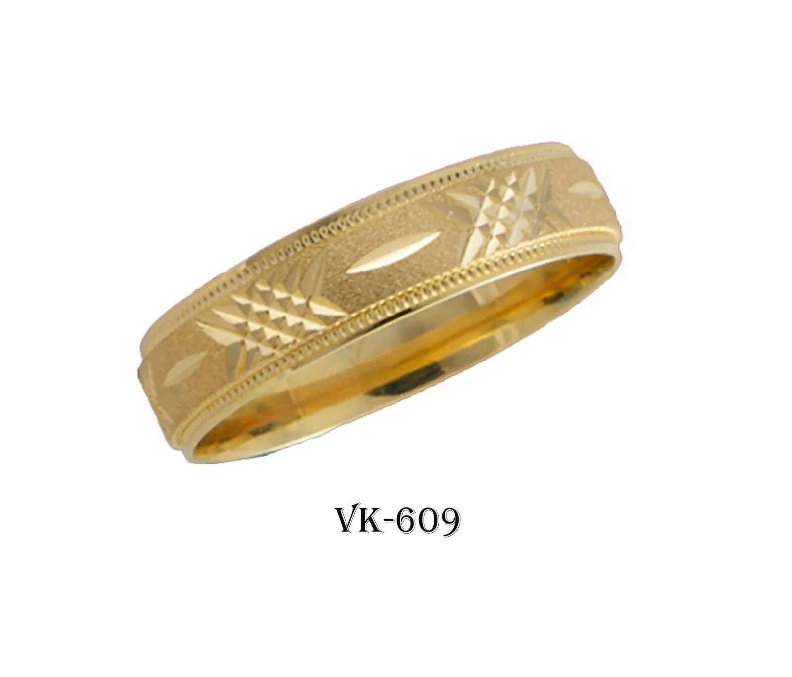 14k Solid Gold Elegant Ladies Modern Machine Finish Flat Band 5mm Ring VK609v(Y)