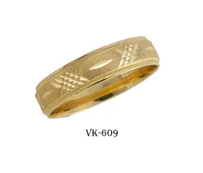 14k Solid Gold Elegant Ladies Modern Machine Finish Flat Band 5mm Ring VK609v(Y)