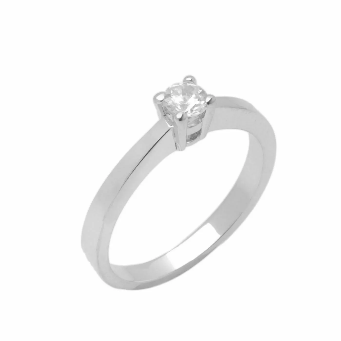 14k Solid Gold Elegant Ladies Modern Reverse Tapered Round Solitaire Ring D2045v