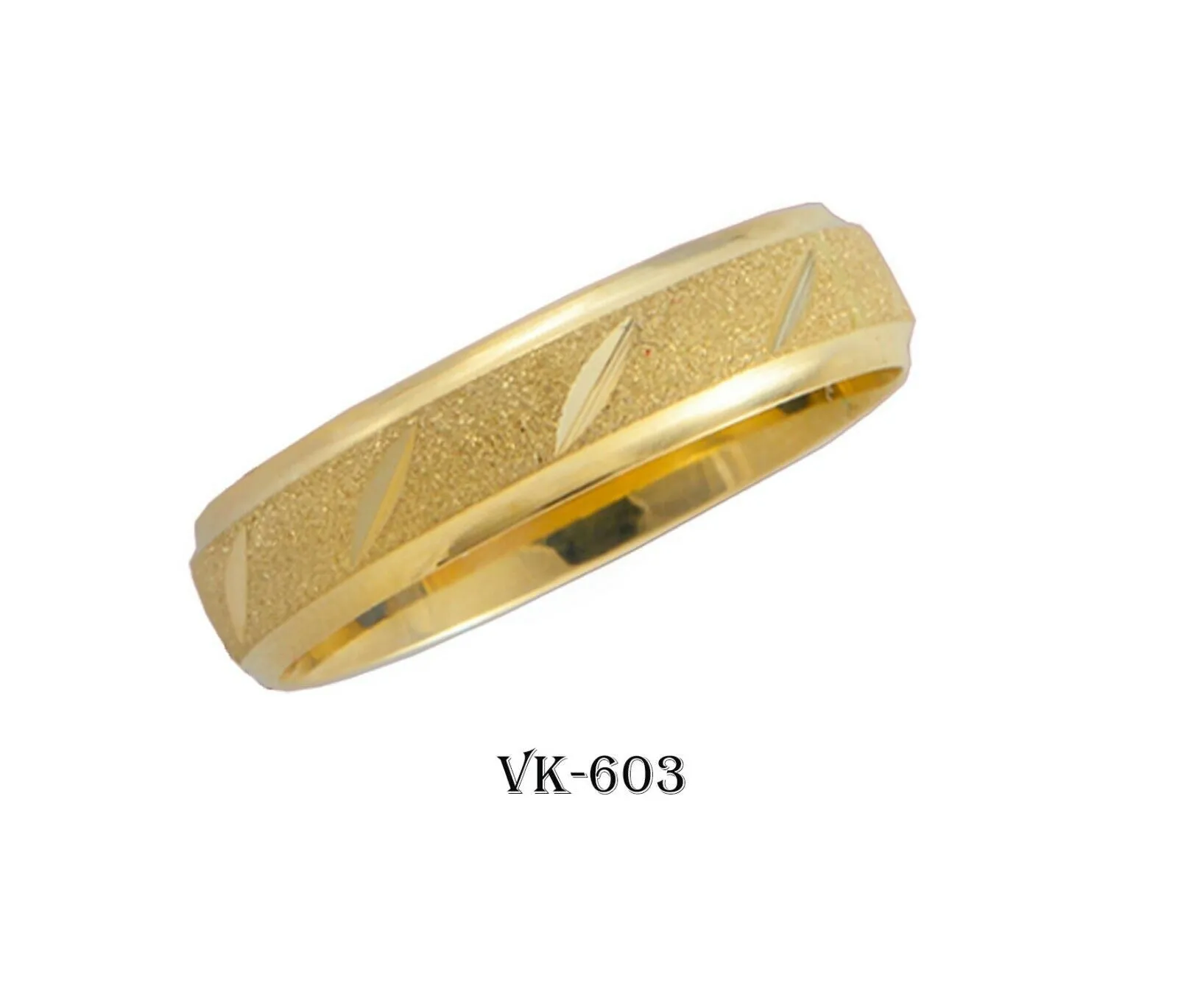 14k Solid Gold Elegant Ladies Modern Stone Finished Flat Band 5mm Ring VK603v(Y)