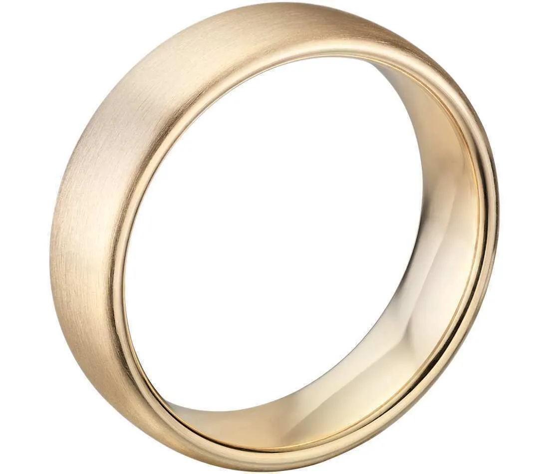 14k Solid Gold Matte Modern Comfort Fit Wedding Ring 6mm Custom Size Avaliable