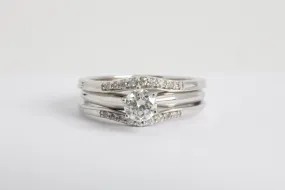 14K White Gold 0.49ctw Diamond Wedding Set Size 5.25 (3.90g.)