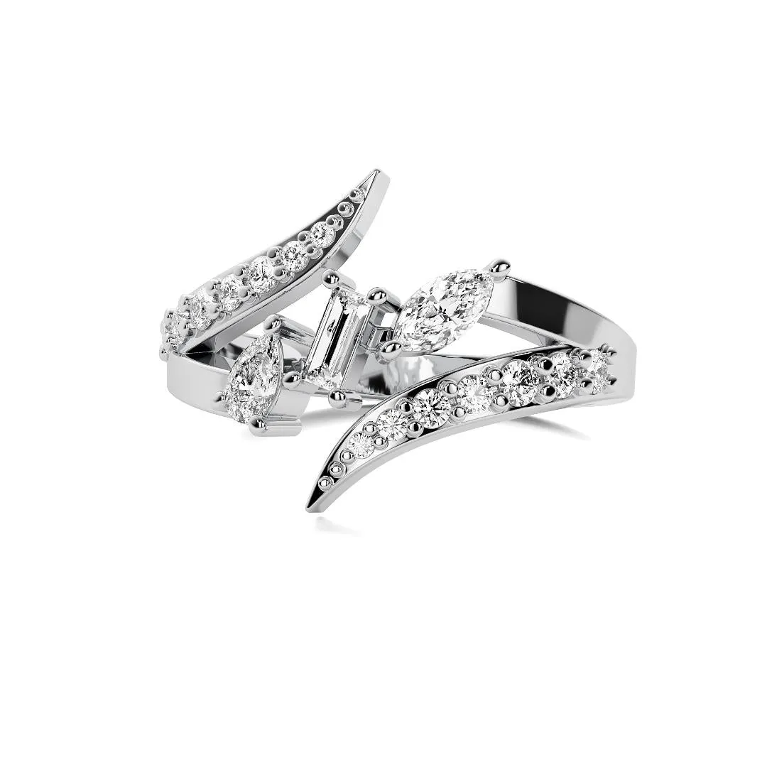 14k White Gold 0.50ct Diamond Swoosh Ring