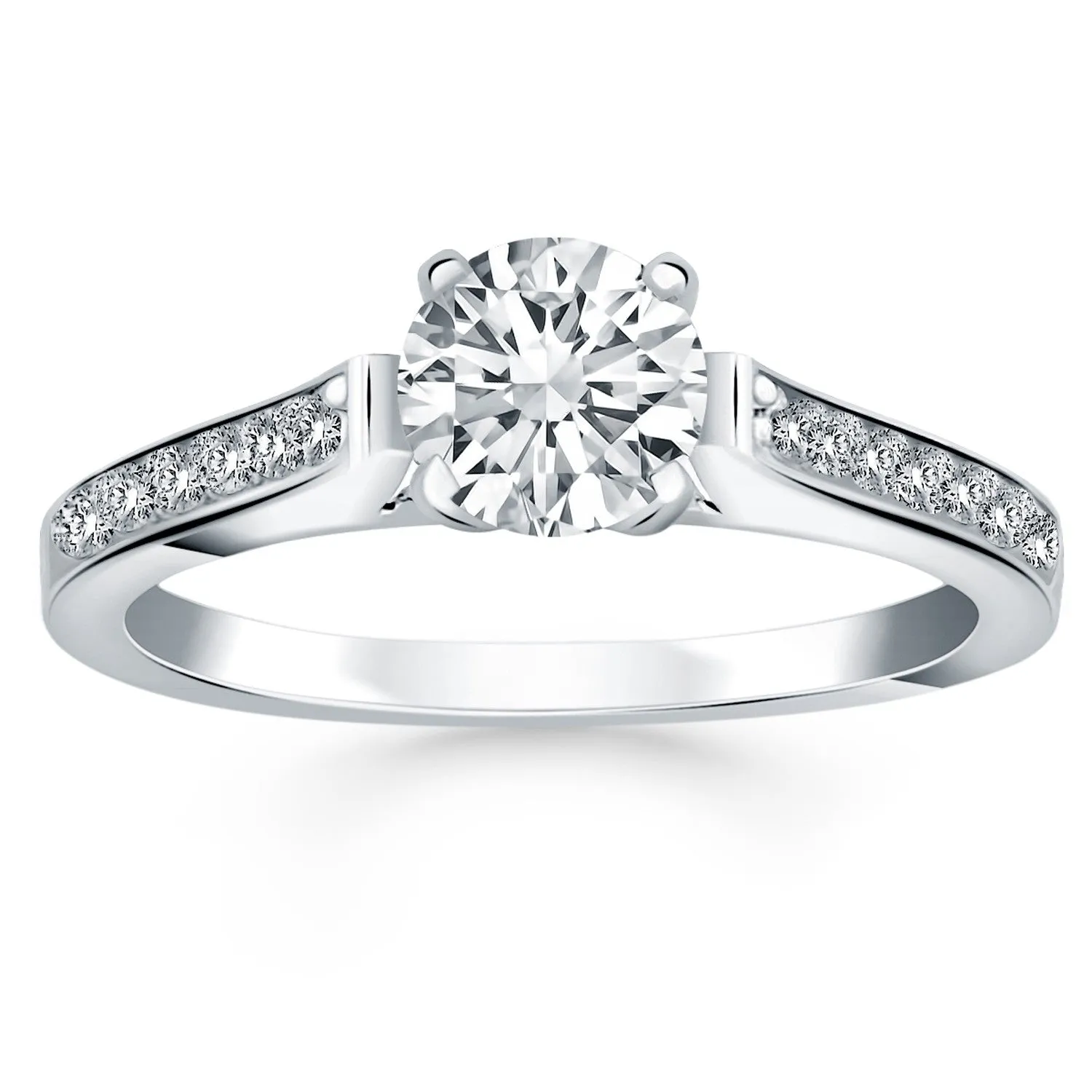 14k White Gold Pave Diamond Cathedral Engagement Ring-rxd33793y28bt