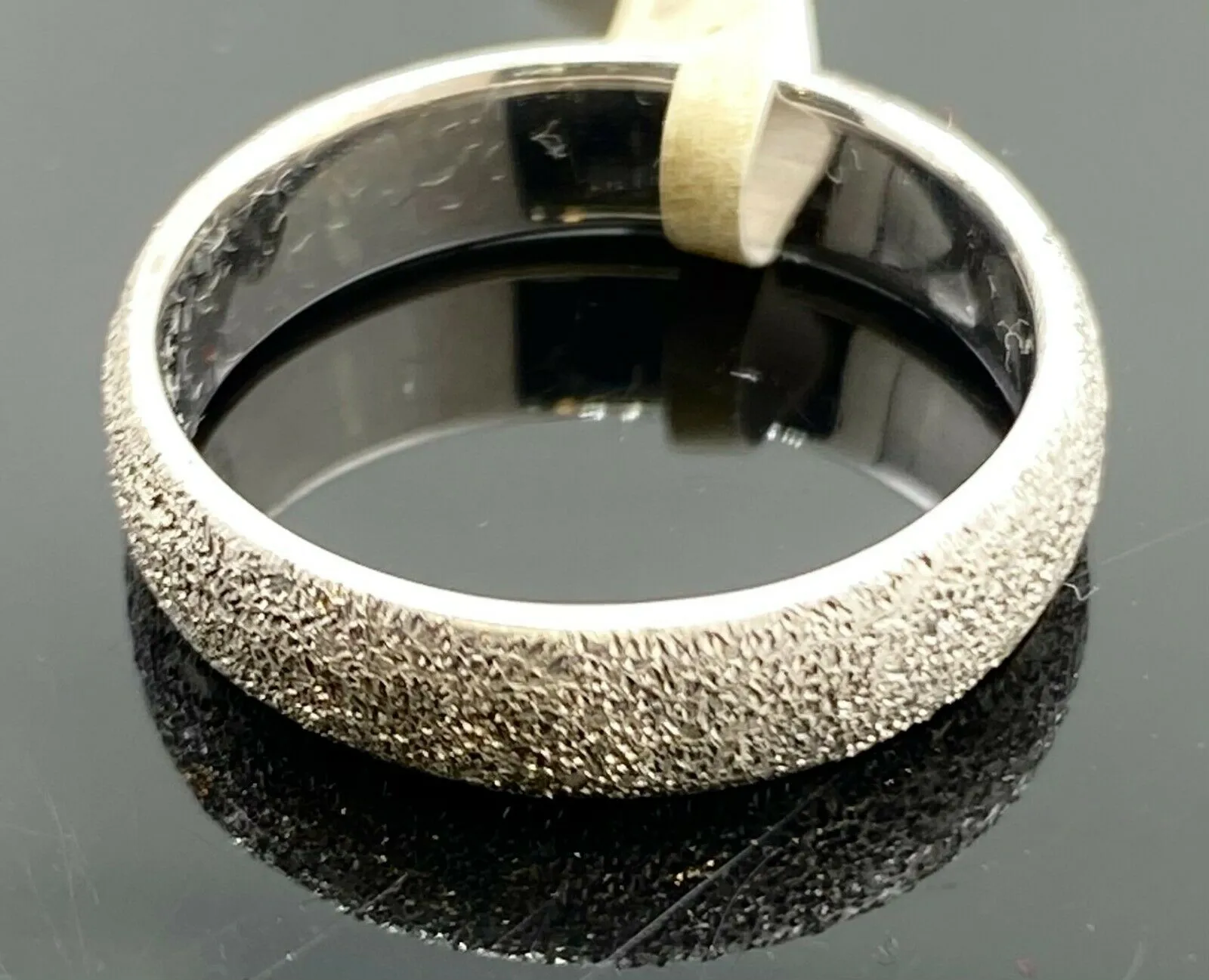 18k Ring Solid Gold Ring Simple White Gold Plain Curve Band SandBlast R1841