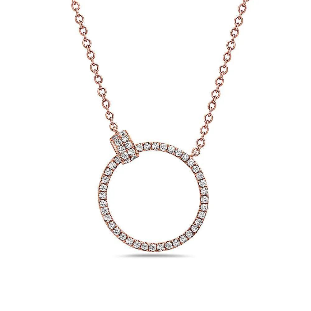 18K Rose Gold Women's Necklace With 0.48 CT Diamonds