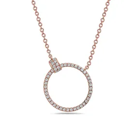 18K Rose Gold Women's Necklace With 0.48 CT Diamonds