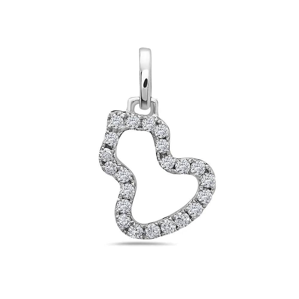 18K White Gold Floating Shape Women's Pendant With 0.24 CT Diamonds