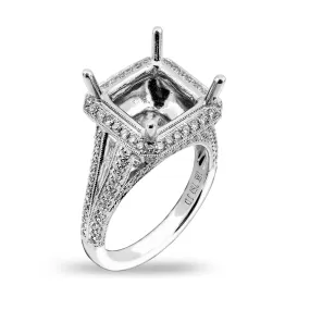 18K White Gold Semi-Mounting Women's Ring With 1.50 CT Diamonds