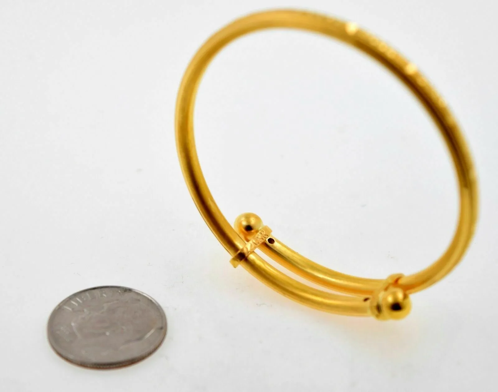 22k Bangle Solid Gold BEAUTIFUL DESIGNER BABY KIDS BRACELET ADJUST BANGLE mf