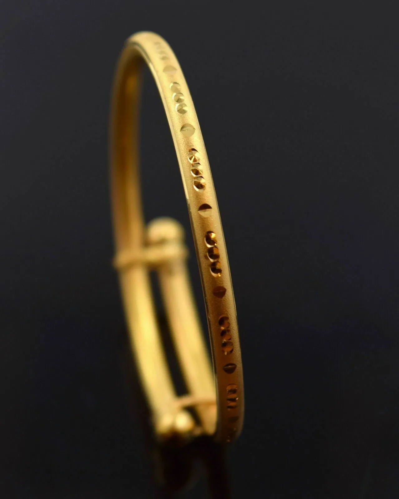 22k Bangle Solid Gold BEAUTIFUL DESIGNER BABY KIDS BRACELET ADJUST BANGLE mf