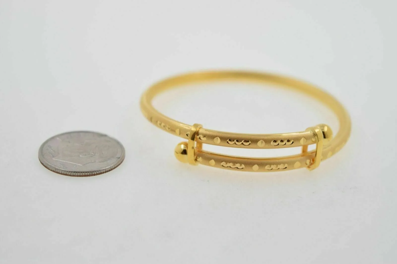 22k Bangle Solid Gold BEAUTIFUL DESIGNER BABY KIDS BRACELET ADJUST BANGLE mf