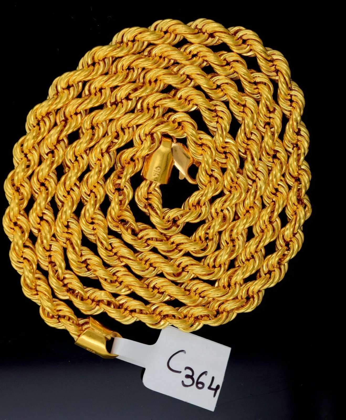 22k Jewelry Yellow Gold Rope Chain Solid Rope Necklace Modern Design 24 mf C364