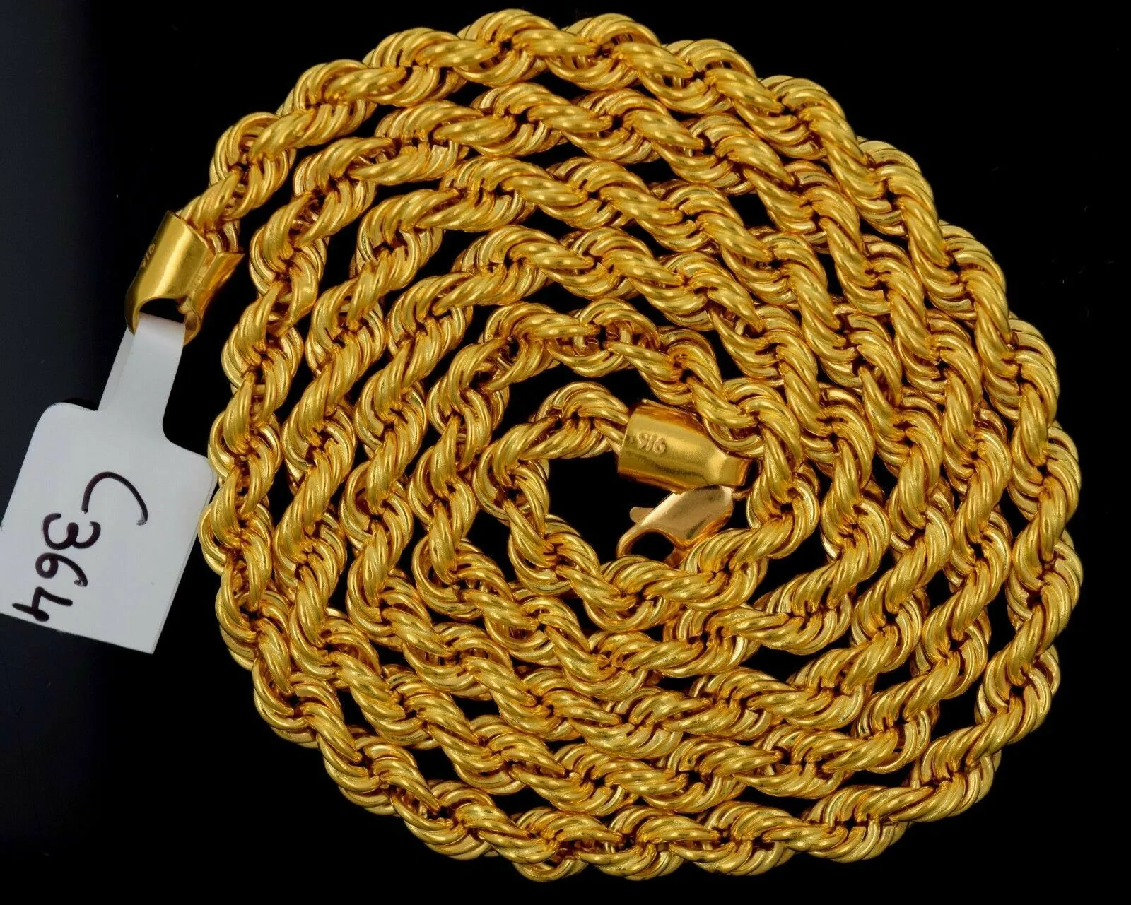 22k Jewelry Yellow Gold Rope Chain Solid Rope Necklace Modern Design 24 mf C364