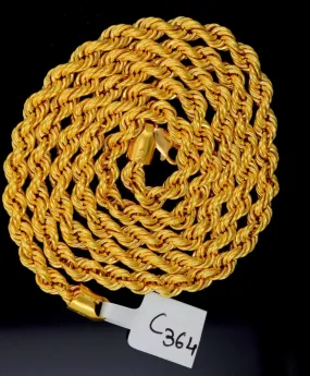 22k Jewelry Yellow Gold Rope Chain Solid Rope Necklace Modern Design 24 mf C364