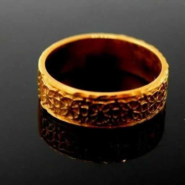 22k Ring Solid Gold ELEGANT Charm Mens Simple Ring SIZE 7.5  RESIZABLE r1724