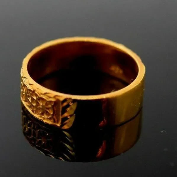 22k Ring Solid Gold ELEGANT Charm Mens Simple Ring SIZE 7.5  RESIZABLE r1724