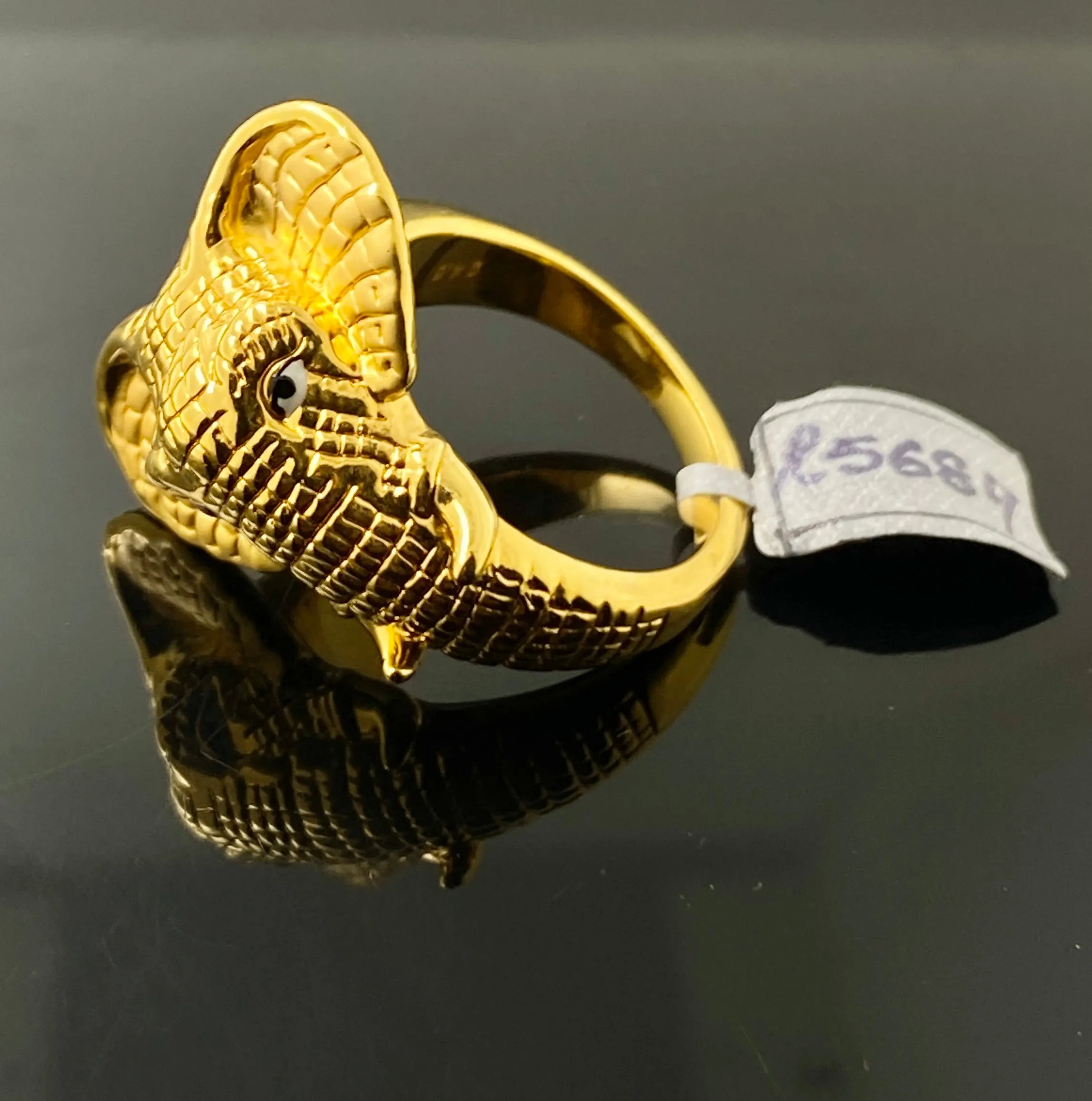 22k Solid Gold Exotic Men Elephant Ring r5684