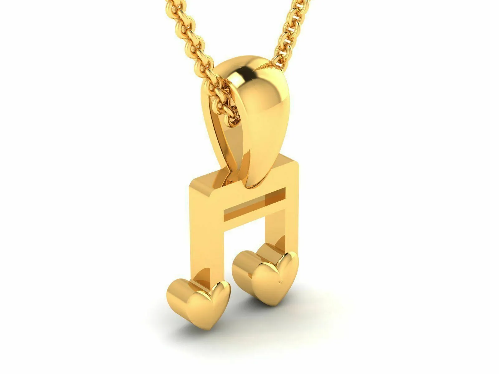 22k Solid Yellow Gold Ladies Jewelry Elegant Music Note Pendant CGP29