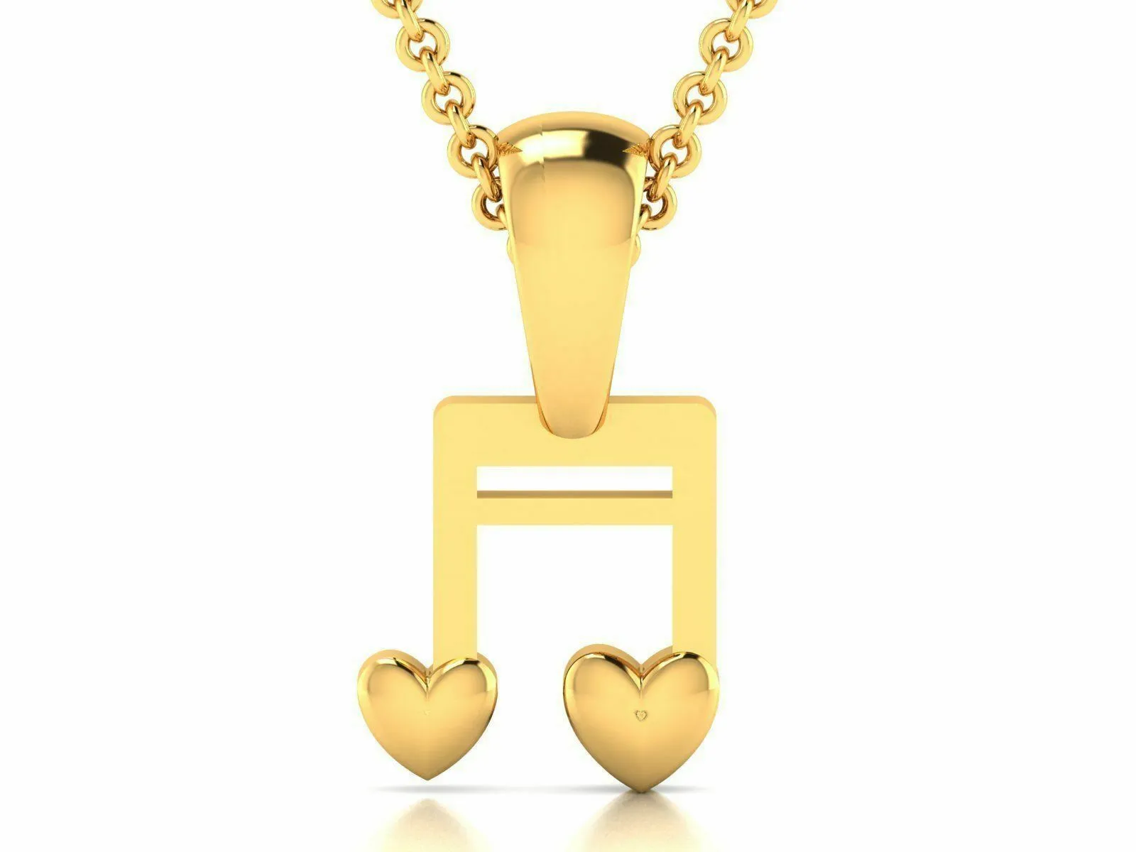 22k Solid Yellow Gold Ladies Jewelry Elegant Music Note Pendant CGP29