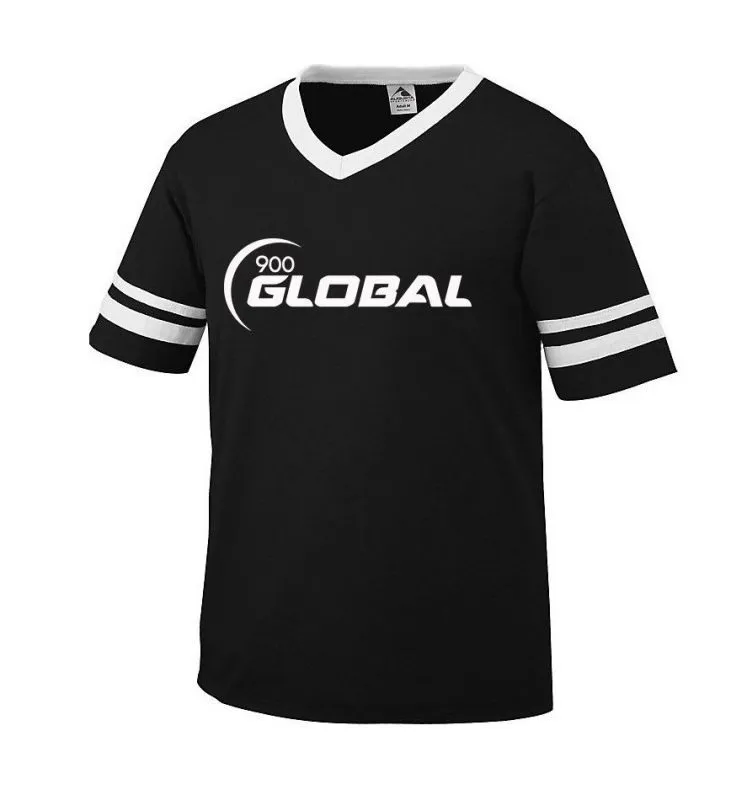 900 Global Men’s Tactical T-Shirt Bowling Sleeve Stripe Jersey 50/50 Black White