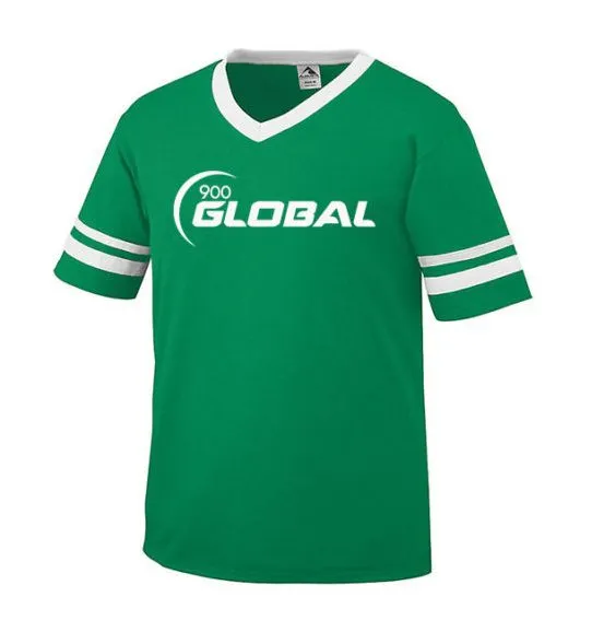 900 Global Men’s Tactical T-Shirt Bowling Sleeve Stripe Jersey 50/50 Green White