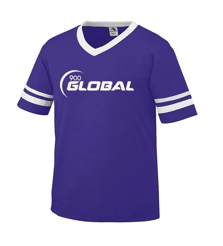 900 Global Men’s Tactical T-Shirt Bowling Sleeve Stripe Jersey 50/50 Purple White