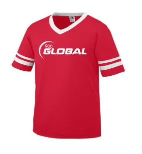 900 Global Men’s Tactical T-Shirt Bowling Sleeve Stripe Jersey 50/50 Red White