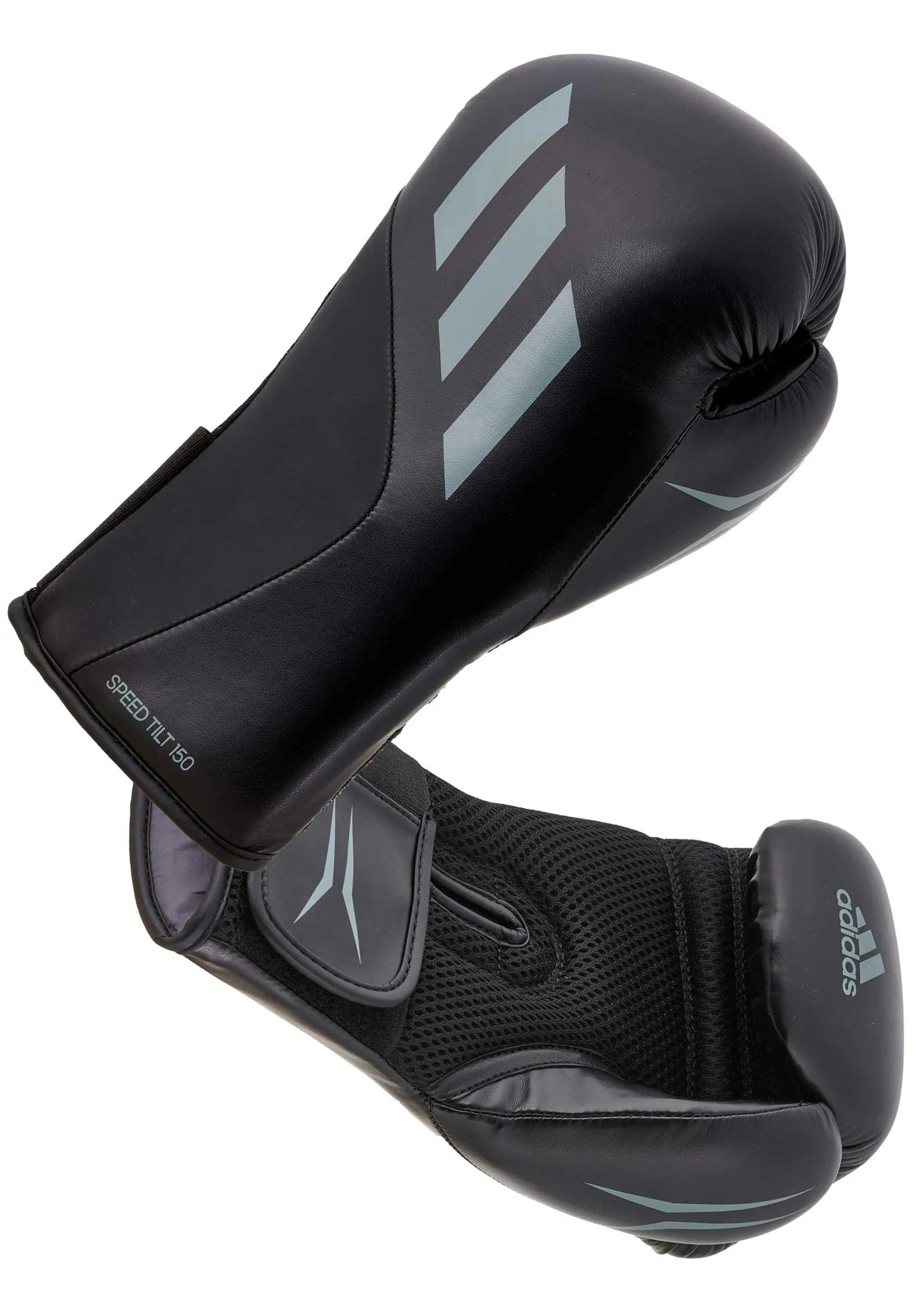 Adidas Speed Tilt 150 Boxing Gloves Black with FREE Adidas Shin Protectors  SPD150TG-BBG BLACK