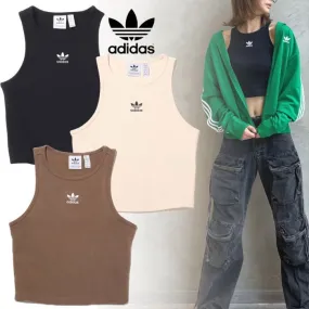 adidas  |Street Style U-Neck Plain Cotton Logo Tanks & Camisoles