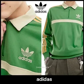 adidas  |Stripes Street Style Long Sleeves Plain Polos