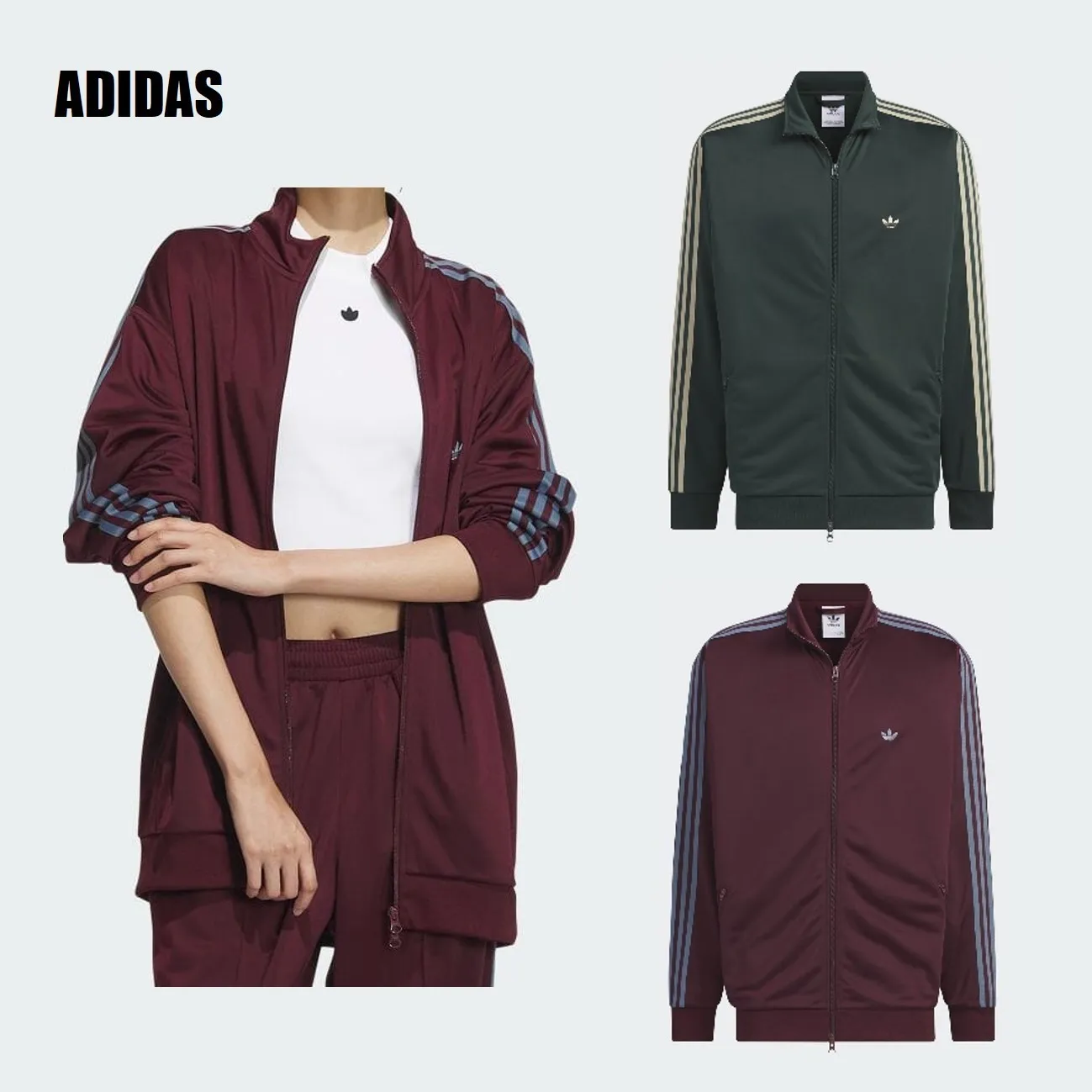 adidas  |Stripes Unisex Street Style Plain Logo Sweatshirts