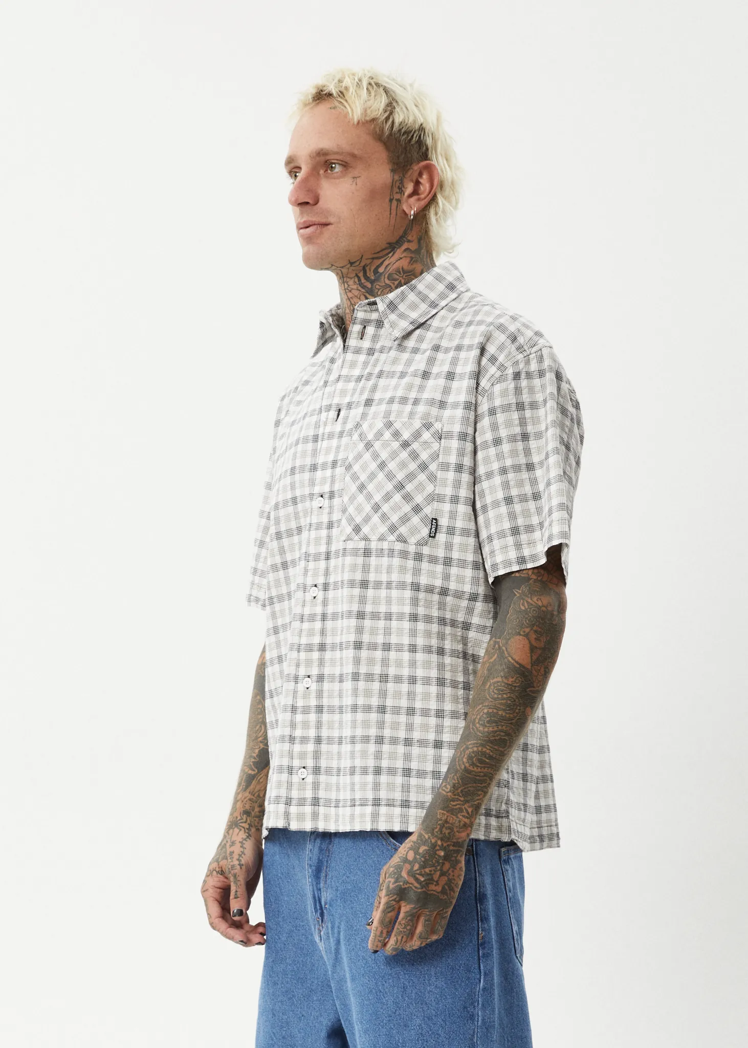 AFENDS Mens Leo - Short Sleeve Shirt - Black / White