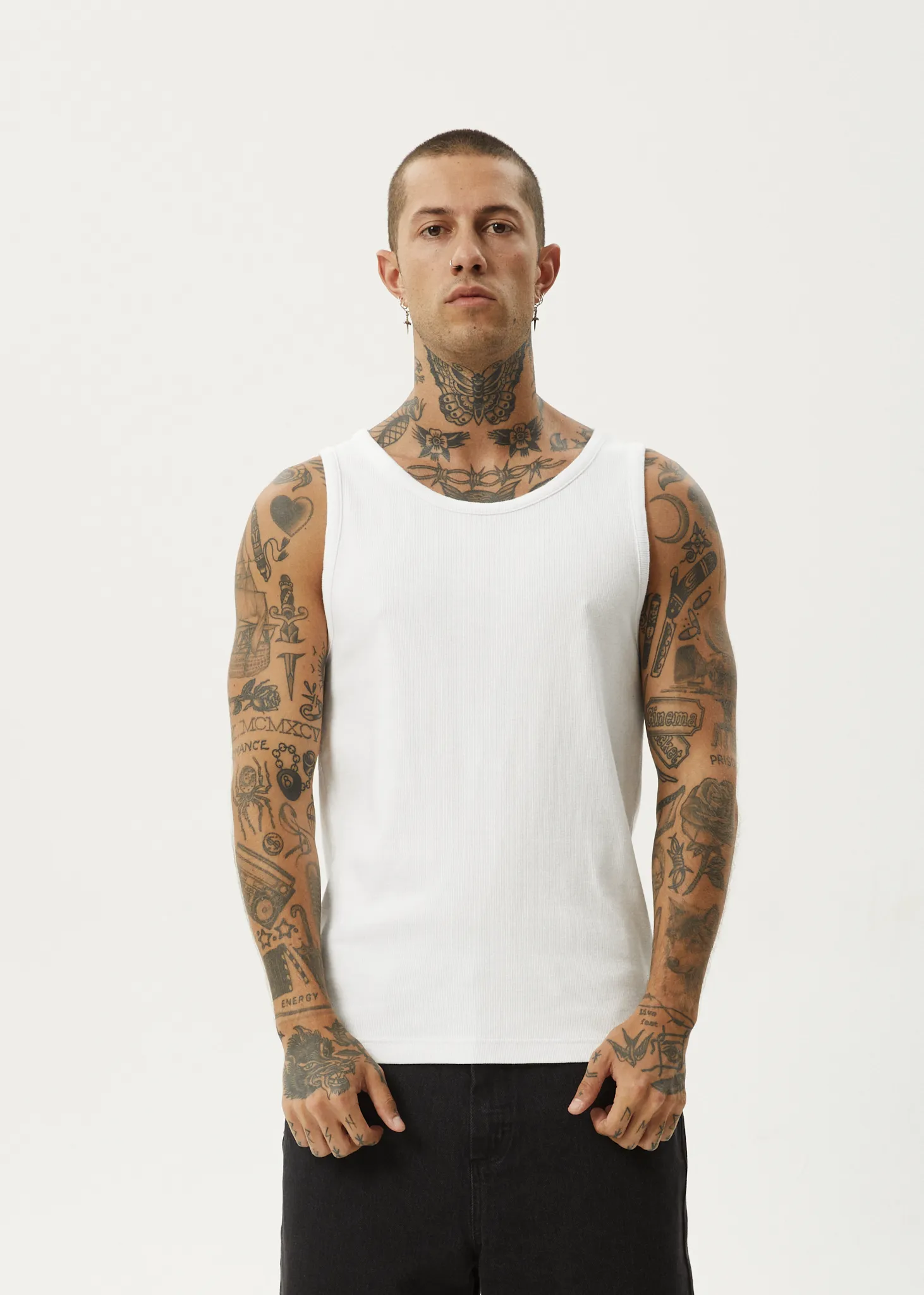 AFENDS Mens Paramount - Rib Singlet - White