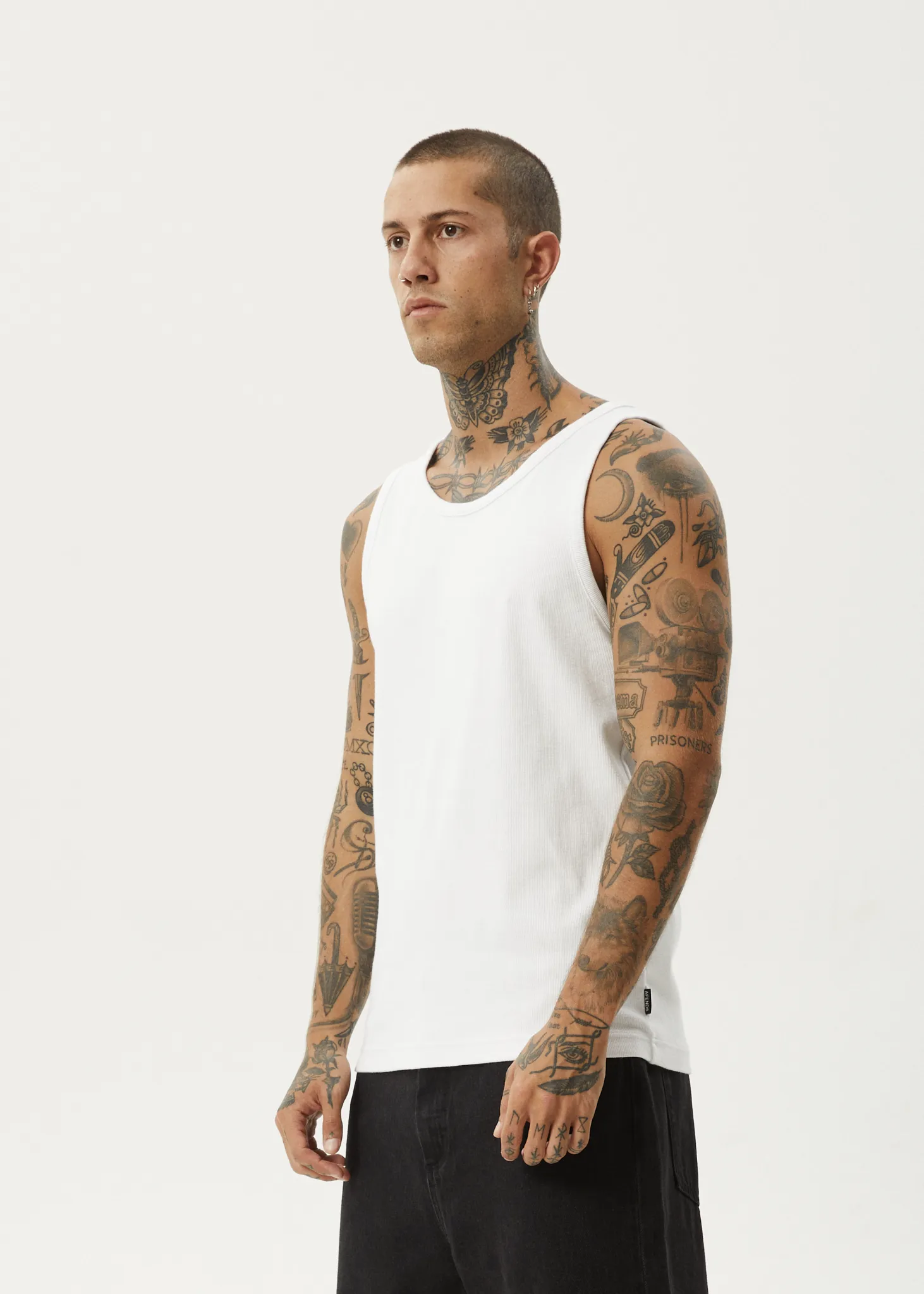 AFENDS Mens Paramount - Rib Singlet - White