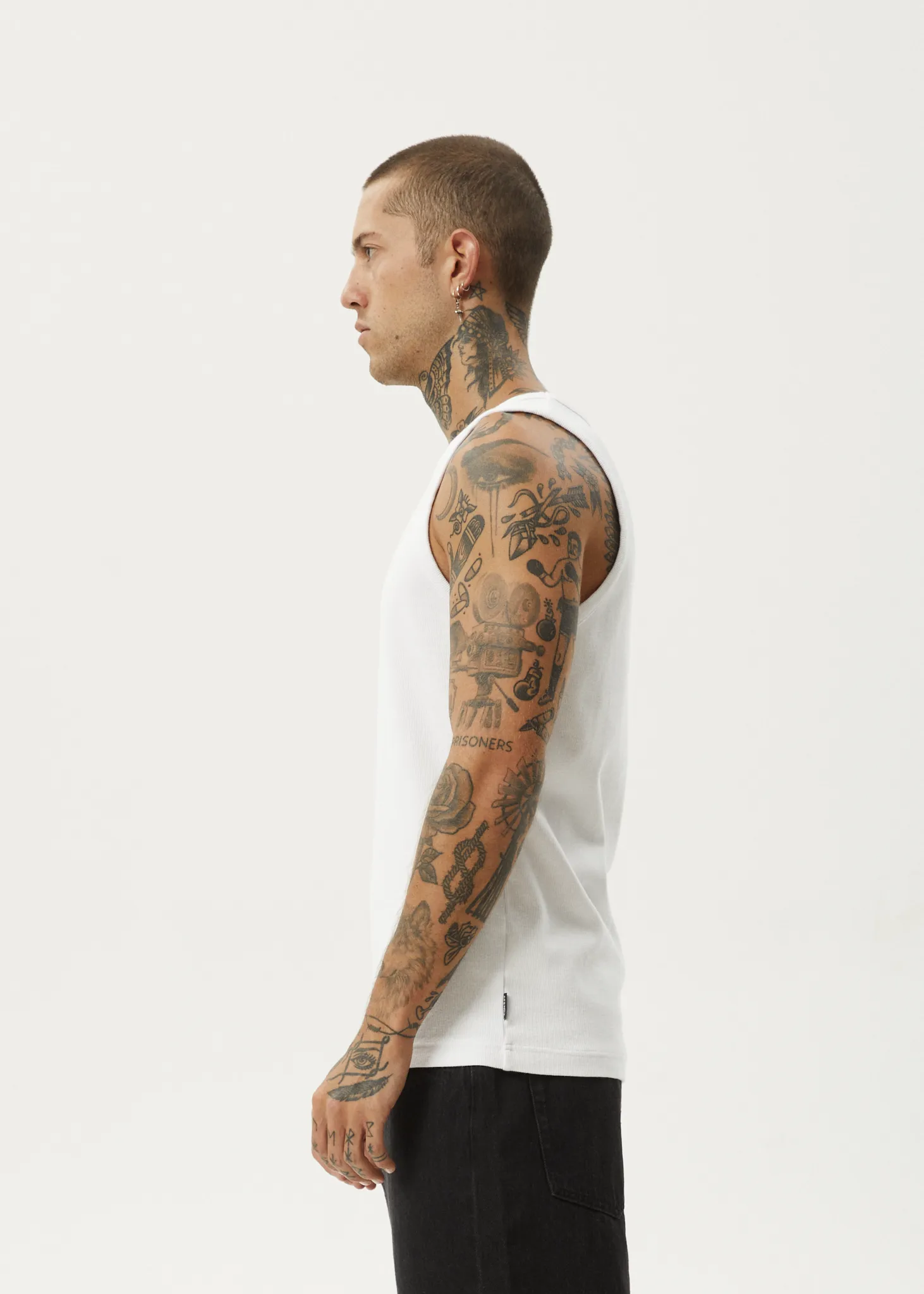 AFENDS Mens Paramount - Rib Singlet - White