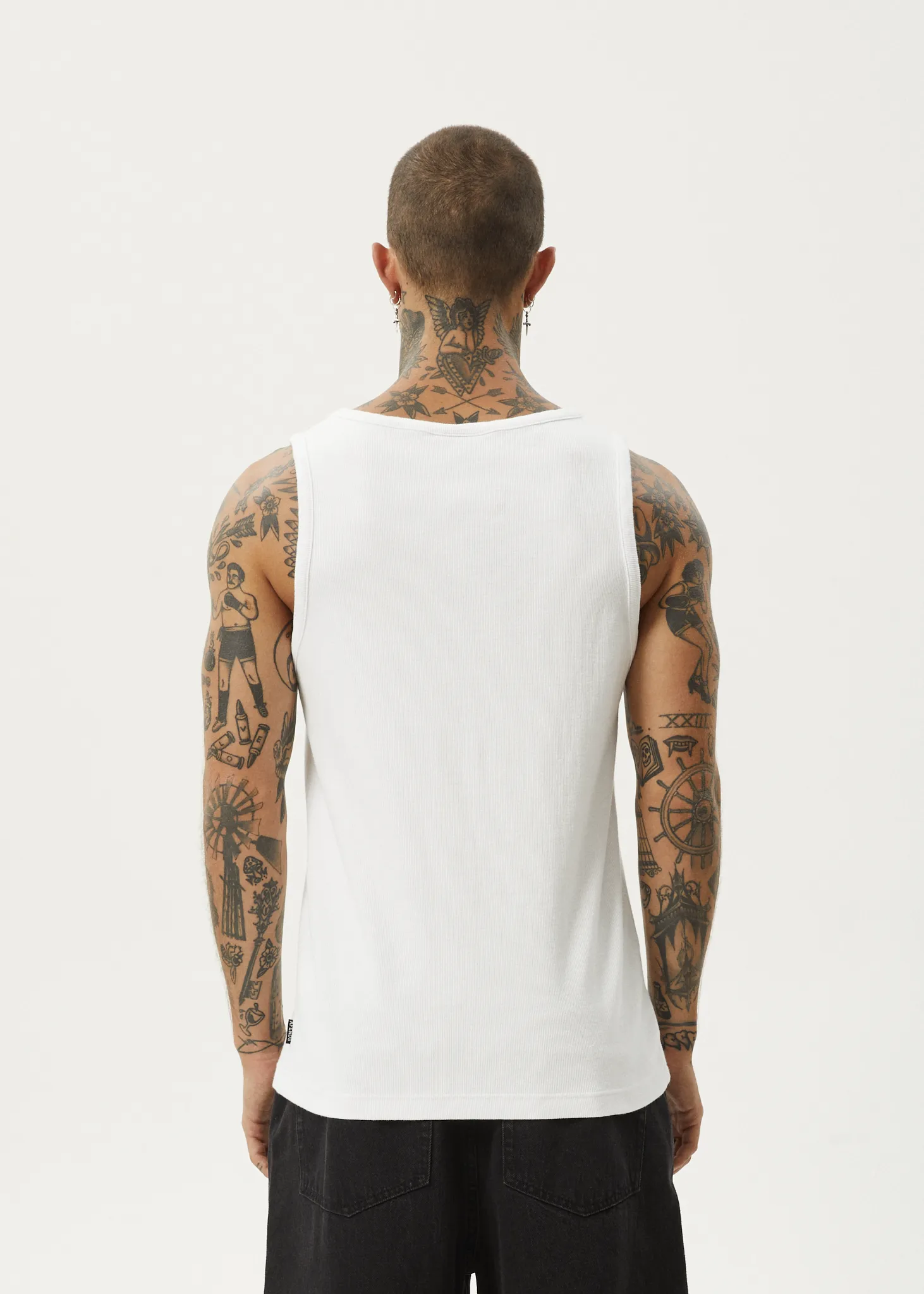 AFENDS Mens Paramount - Rib Singlet - White