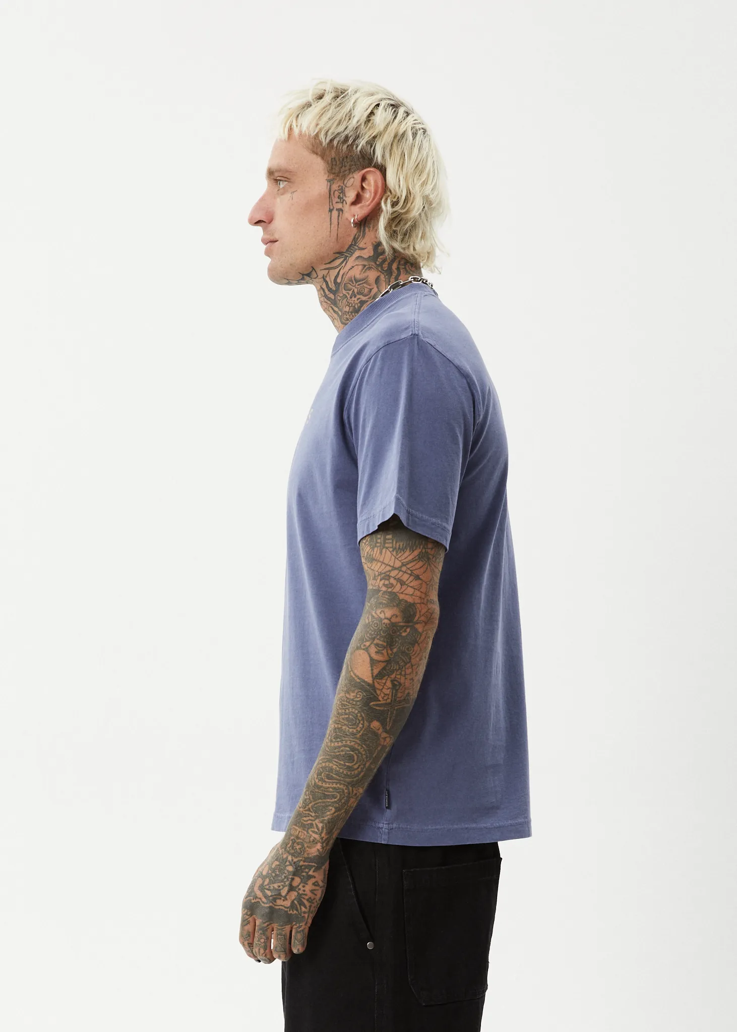 AFENDS Mens Thrown Out - Retro Fit Tee - Washed Marlin