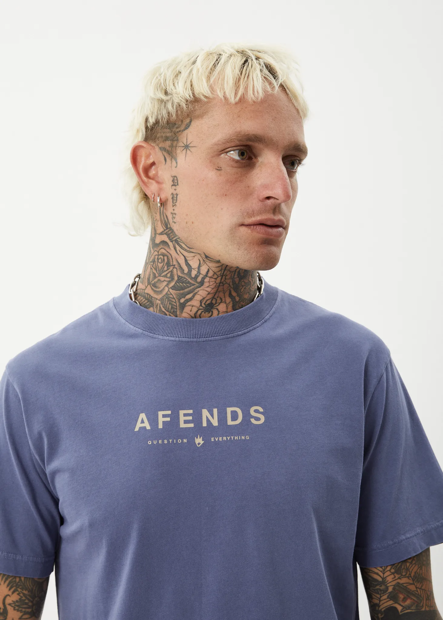 AFENDS Mens Thrown Out - Retro Fit Tee - Washed Marlin