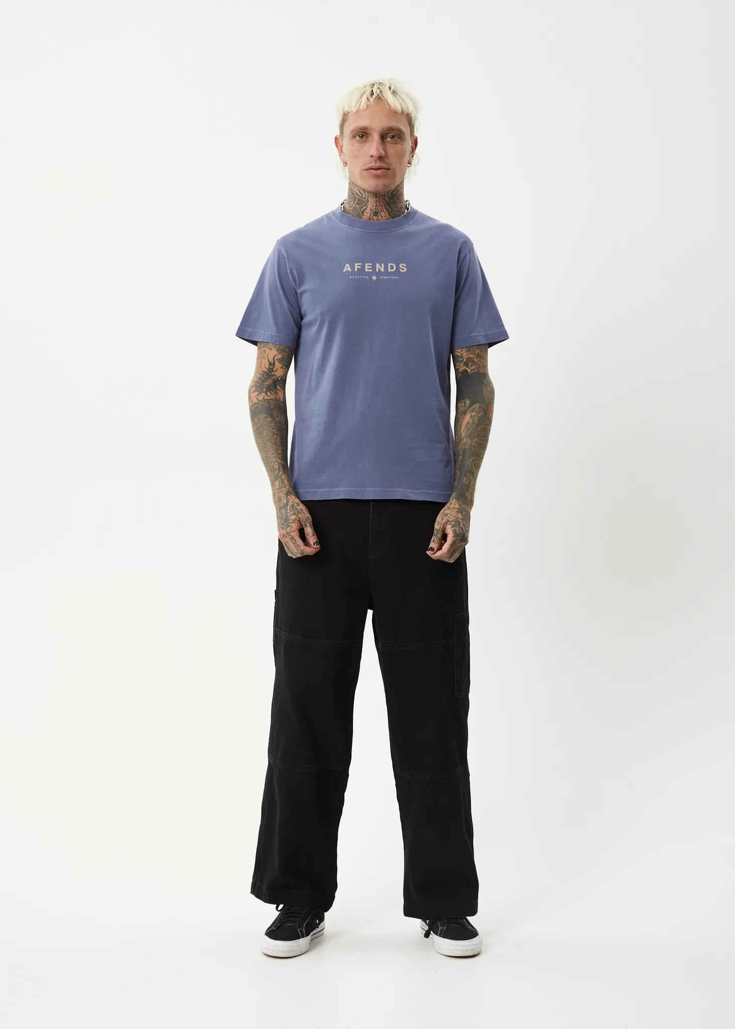 AFENDS Mens Thrown Out - Retro Fit Tee - Washed Marlin