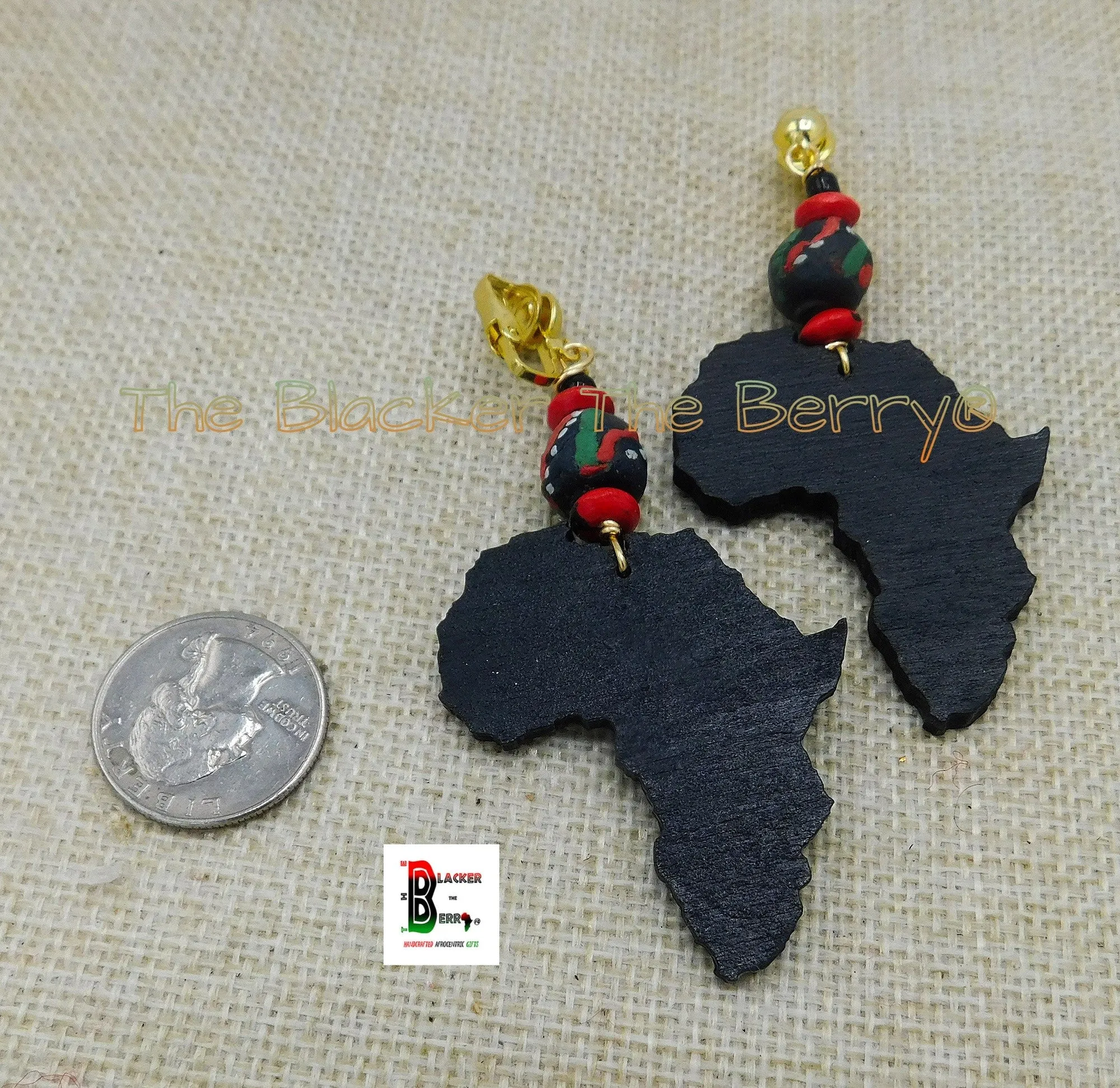 Africa Clip On Earrings Ethnic Women Jewelry RBG Pan African Handmade Non Pierced Black Owned