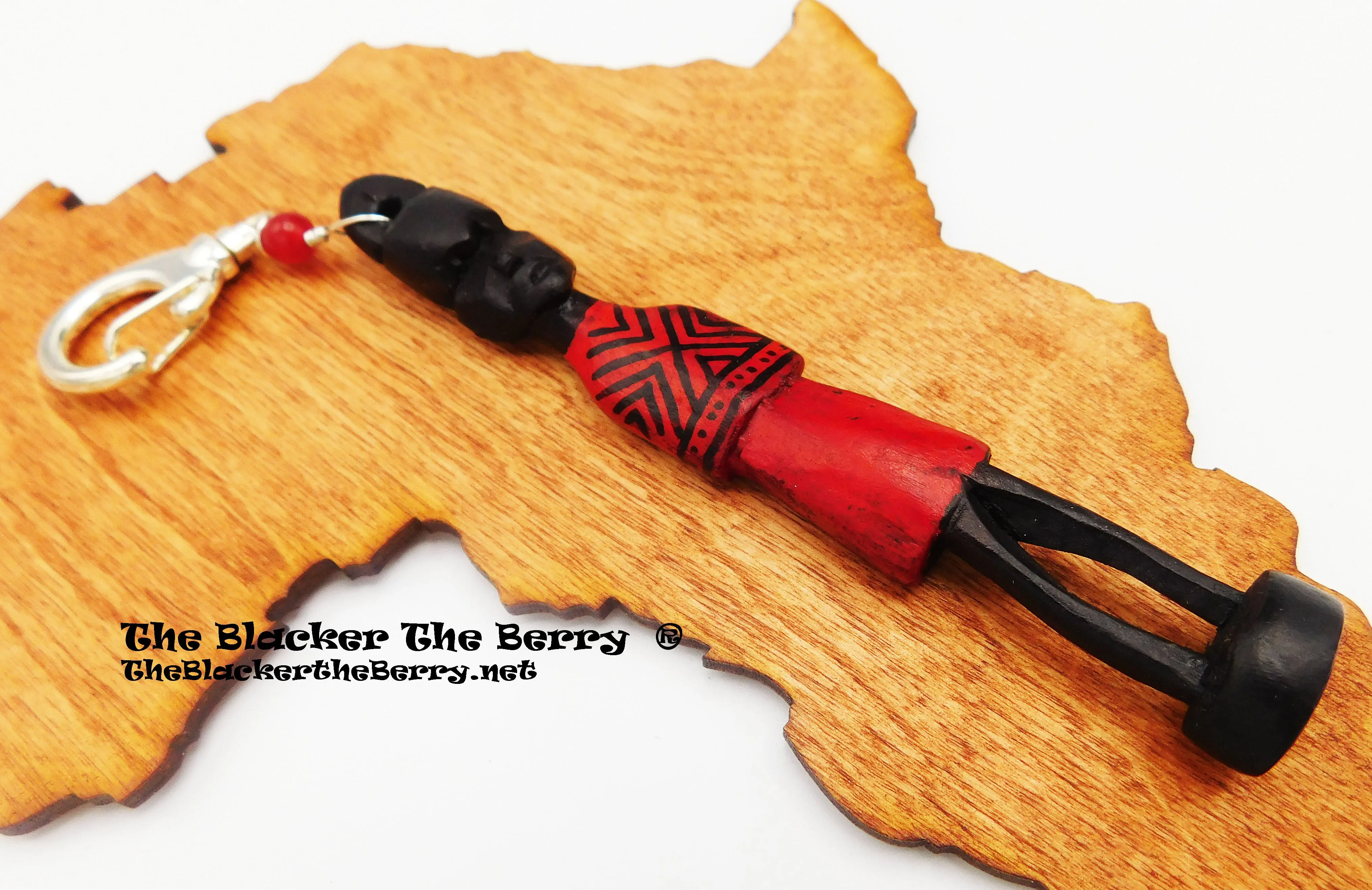 African Wooden Ebony Keychain Carved Gift Ideas Black Owned Business