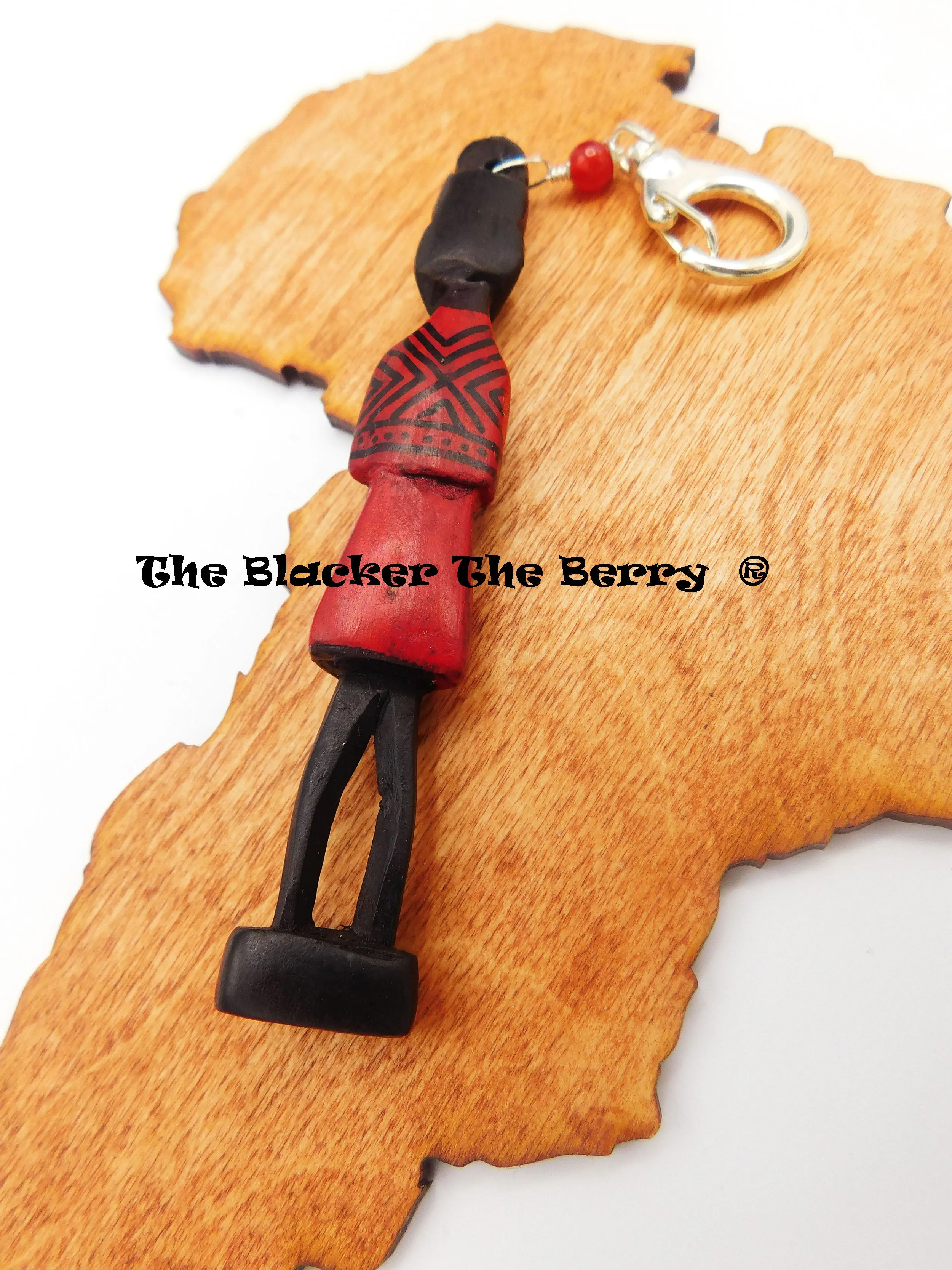 African Wooden Ebony Keychain Carved Gift Ideas Black Owned Business