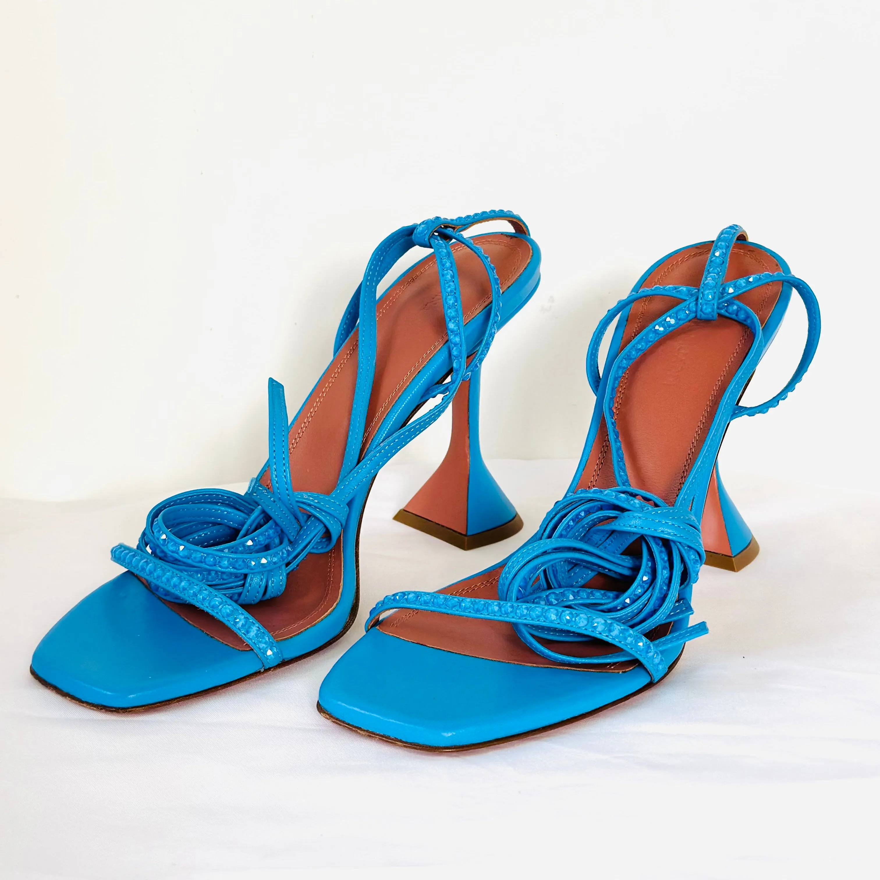 AMINA MUADDI - Sandals blue laces and crystals size 39 EU