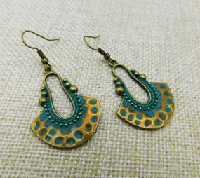 Antique Gold Earrings Patina Boho Ethnic Women Fashion Gift Ideas Jewelry Black Owned